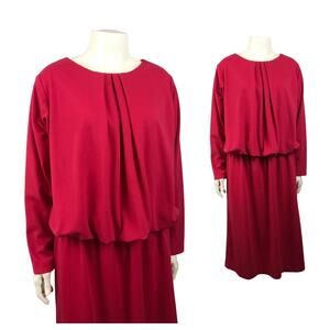 1980s Pink Fuchsia Pink Slouchy Shirt Dress Long Sleeves / Women's Medium